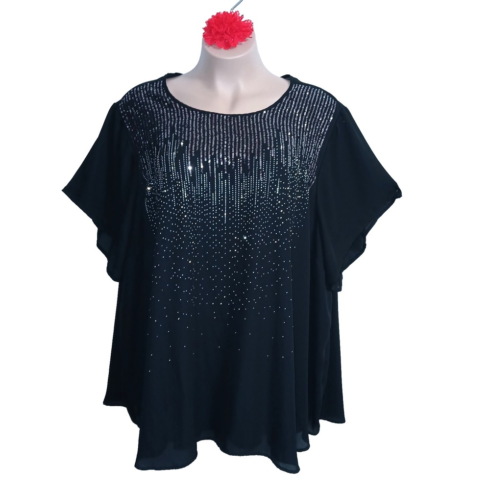 Torrid Sequins Stud Top Women 6X Black New Year's Eve Holiday Event Bling Party
